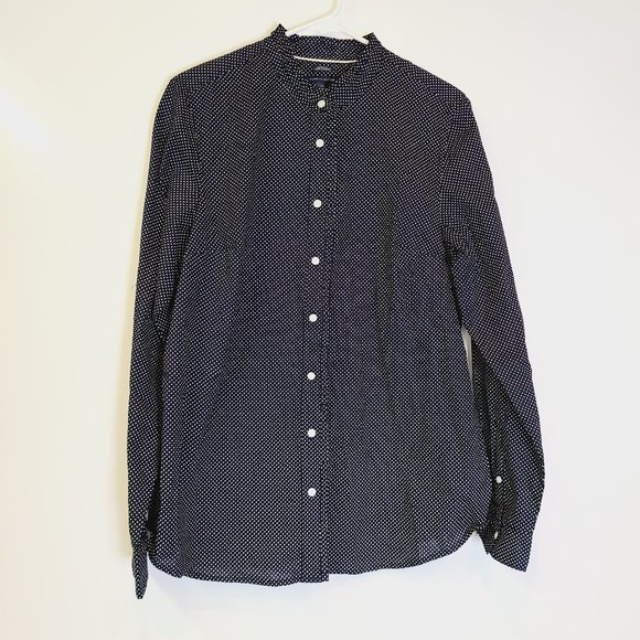 Tommy Hilfiger Blue White Polka Dot Classic Fit Button Down Long Sleeve Shirt L - Picture 1 of 9
